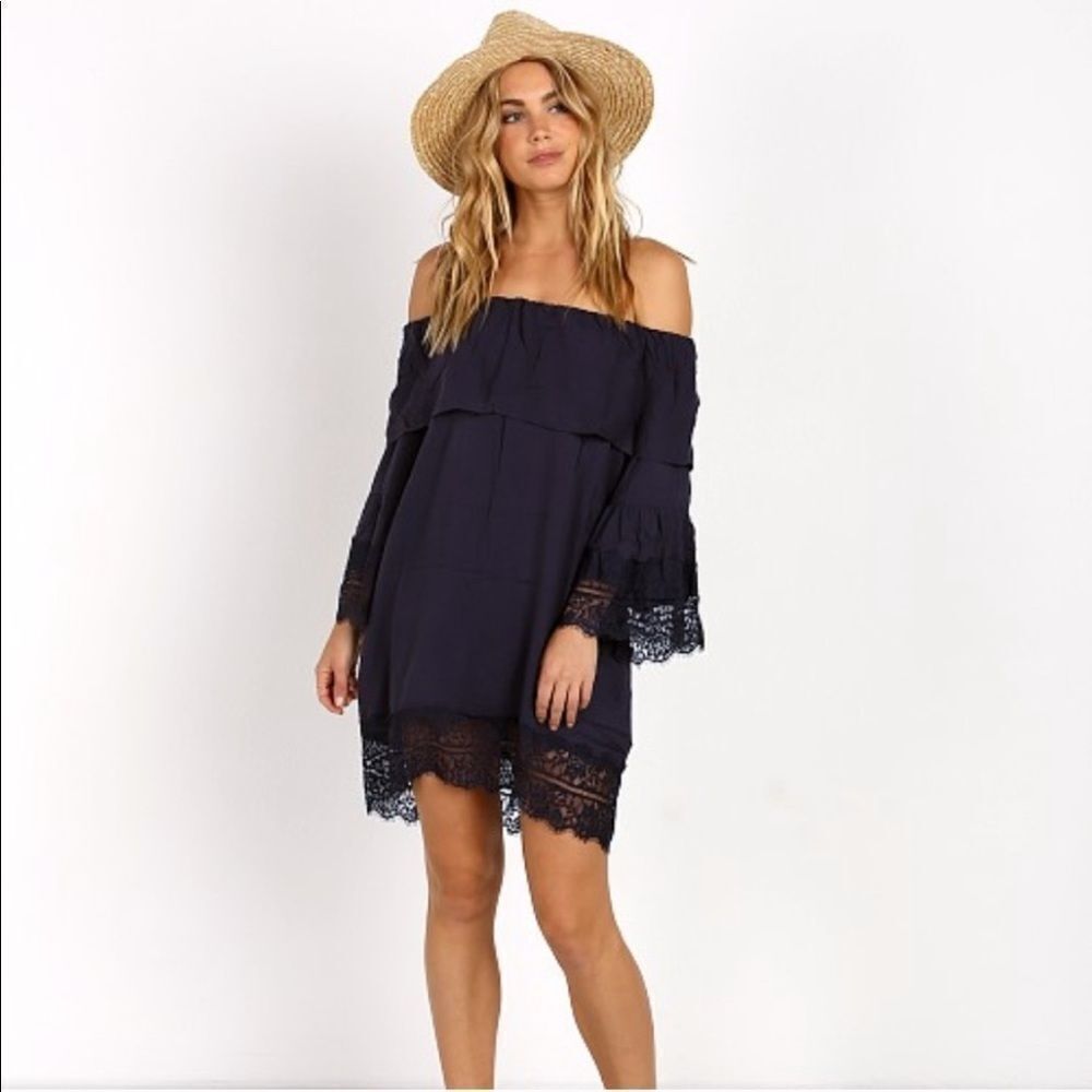Suboo Midnight Oasis Off Shoulder Dress NWT‎